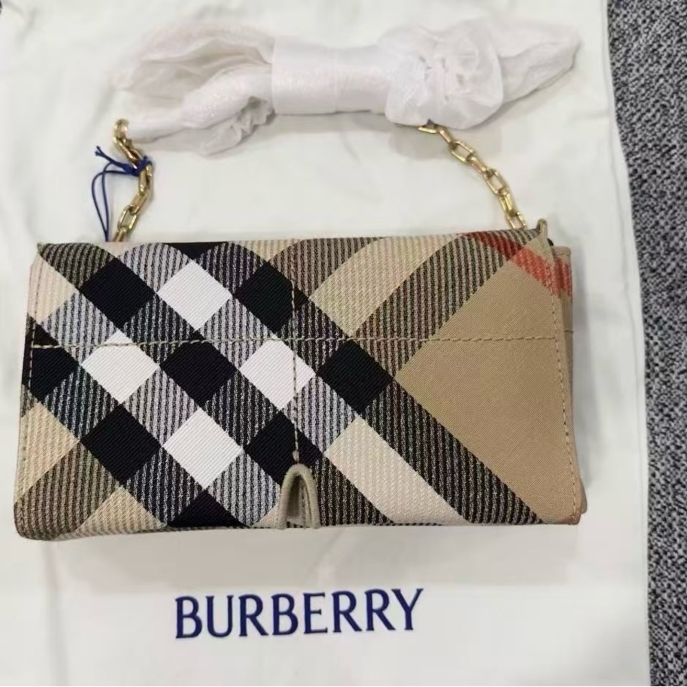 Burberry Beige and Black Checkered Clutch/Crossbody